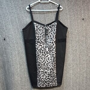 Torrid Black and Gray Leopard Bustier Zip Front Bodycon Dress